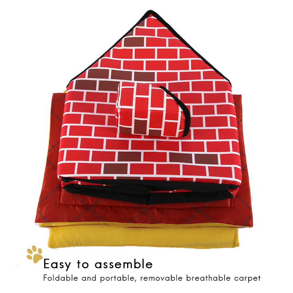 Portable Cat Puppy Home Red Brick Pet Dog House Warm And Cozy Cat Bed Dog House