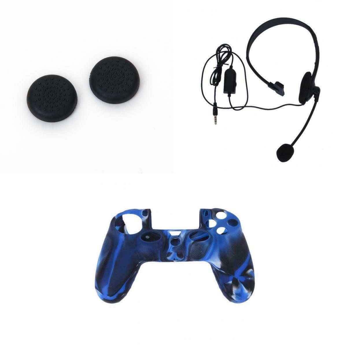3.5mm Single Earpiece Mic Headphone Earphone+ Skin Case Cover+ Caps for Sony PS4