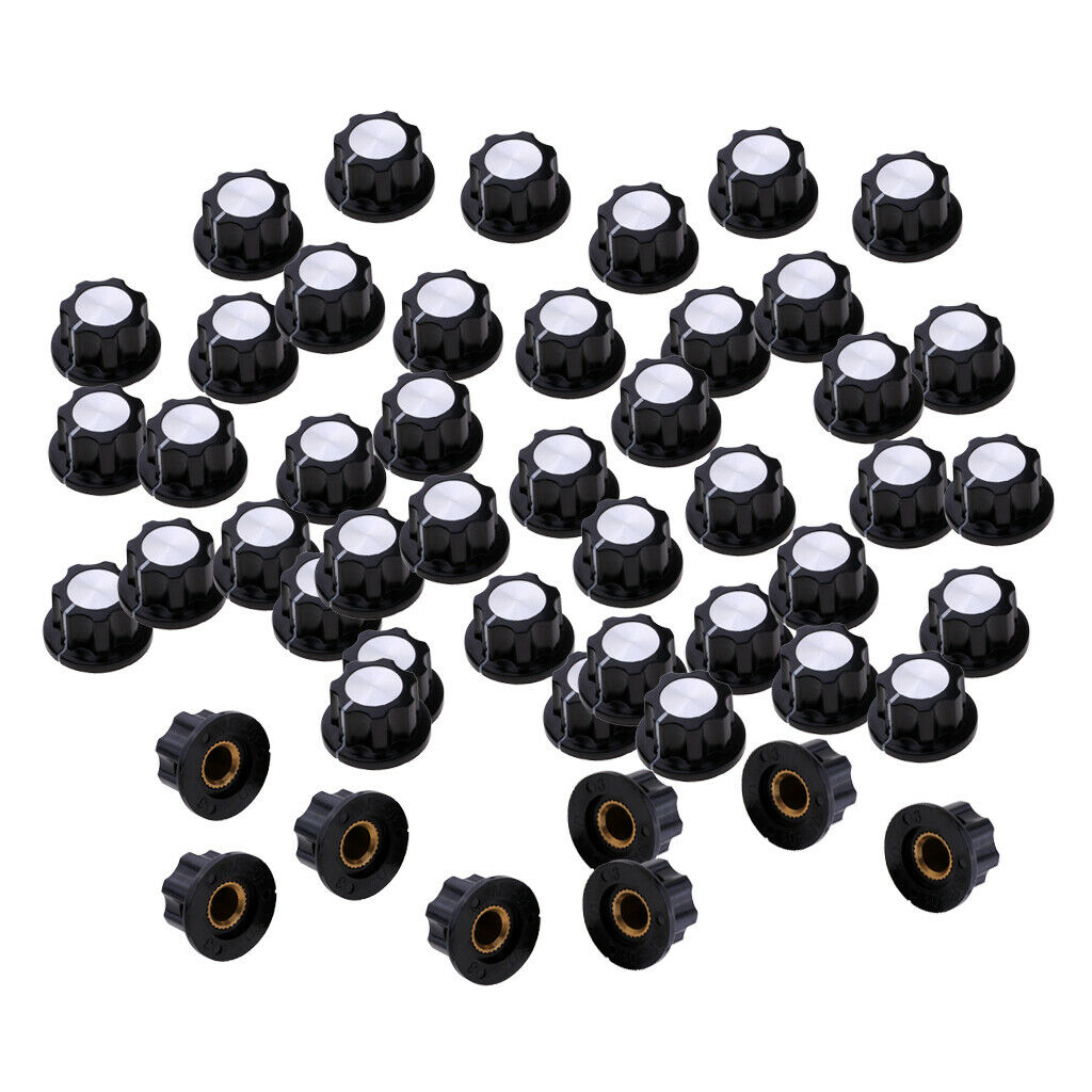 50 Pieces Plastic Potentiometer Volume Control Rotary Bakelite Knob