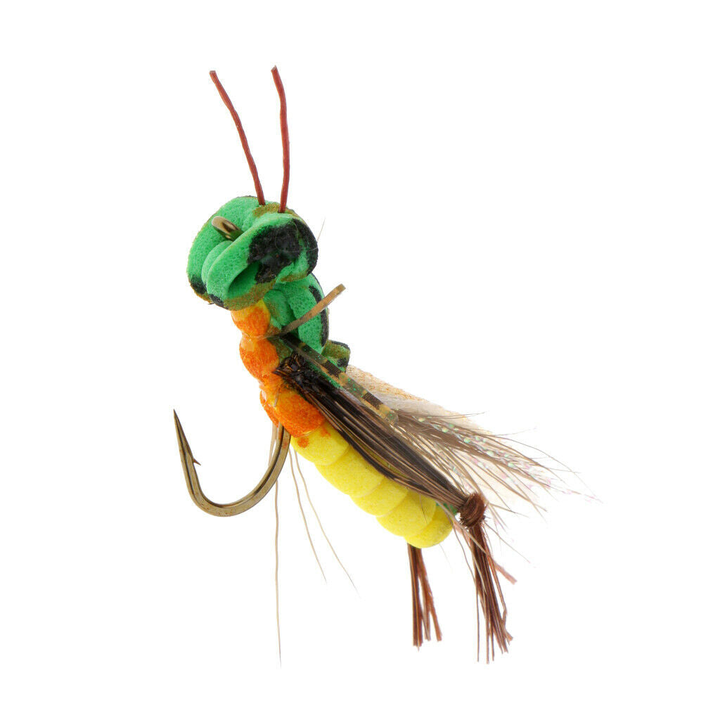 2pcs Realistic Grasshopper Topwater Lures Floating Fly Fishing Flies 0.5g