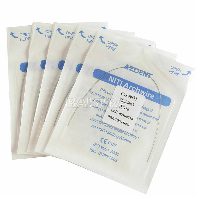 100 Bags Ovoid Form Dental Orthodontics CU-Ni-Ti Arch Wires Round 0.016 AZDENT