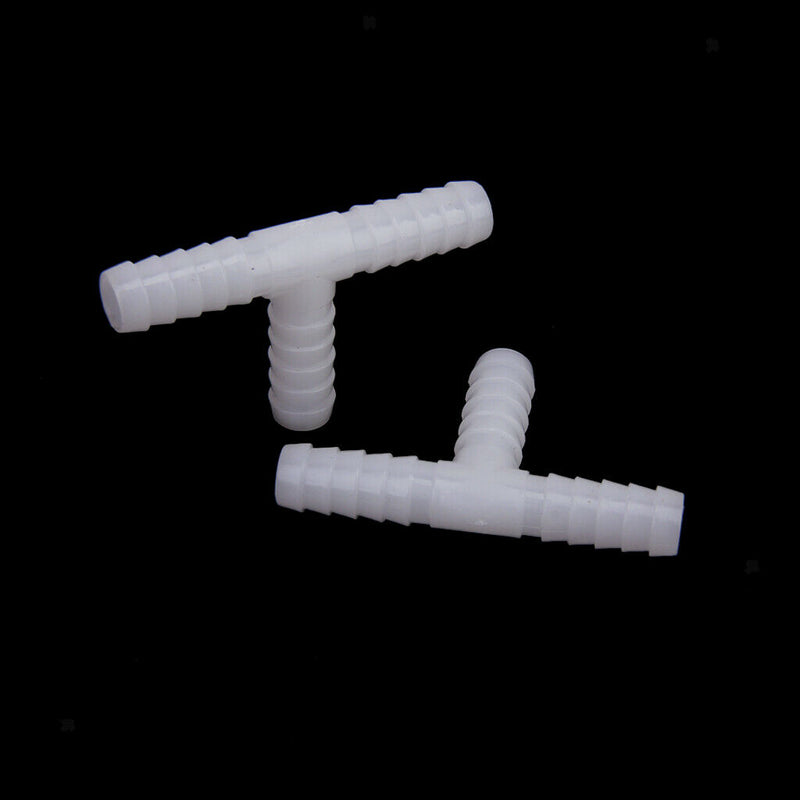2 pcs 10mm Plastic Equal Tee Connector Barbed Pipe Fitting Air Water Hose Joiner
