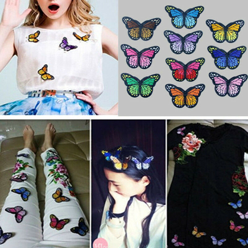 DIY 10pcs Embroidery Butterfly Sew On Patch Badge Embroidered Fabric Applique