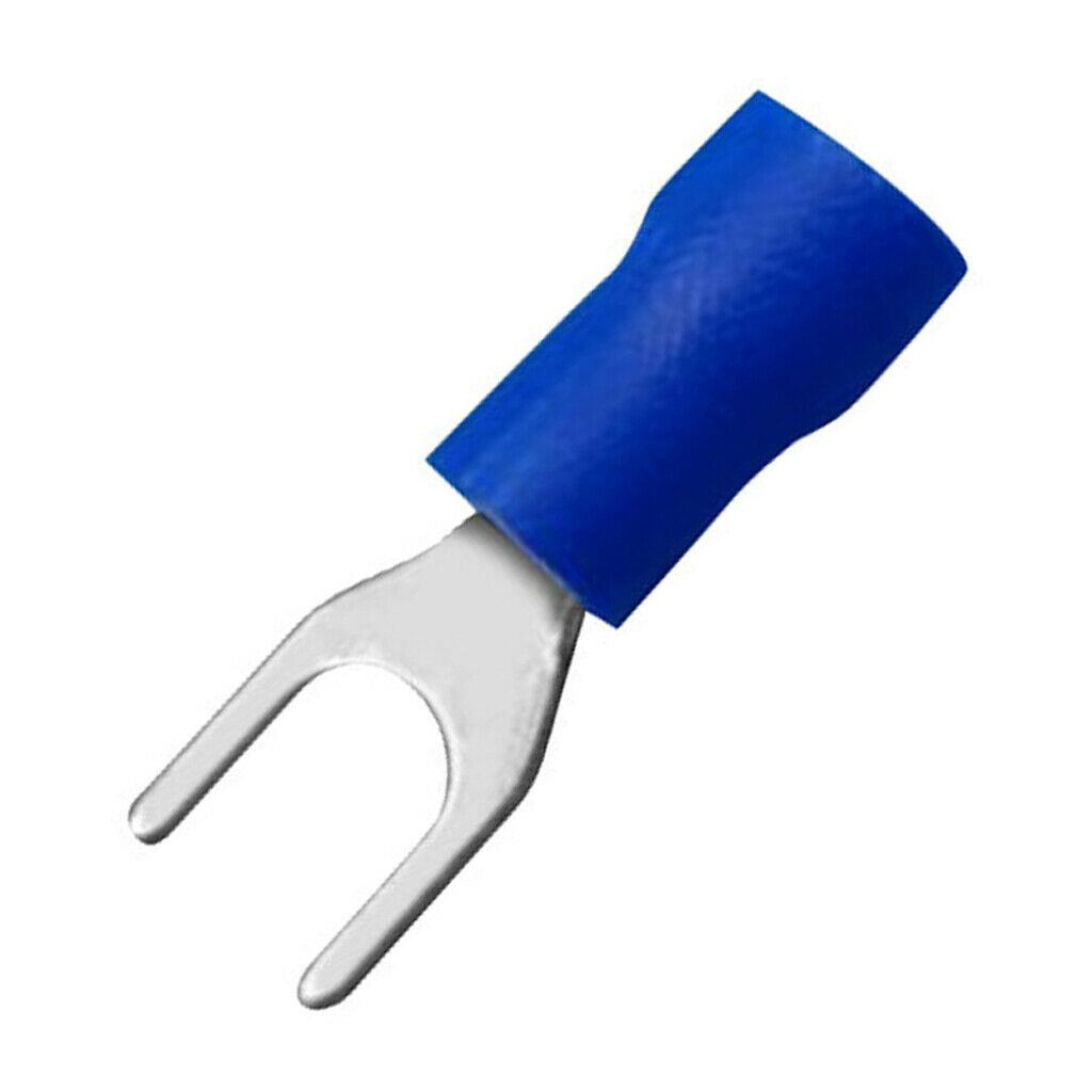 100x Blue Insulated Spade Fork Connector Electrical Crimp Wire Terminals
