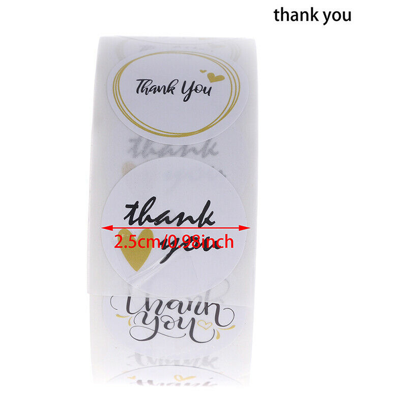 500* Thank You Stickers Hand Made With Love Labels Round-Heart Business S.l8