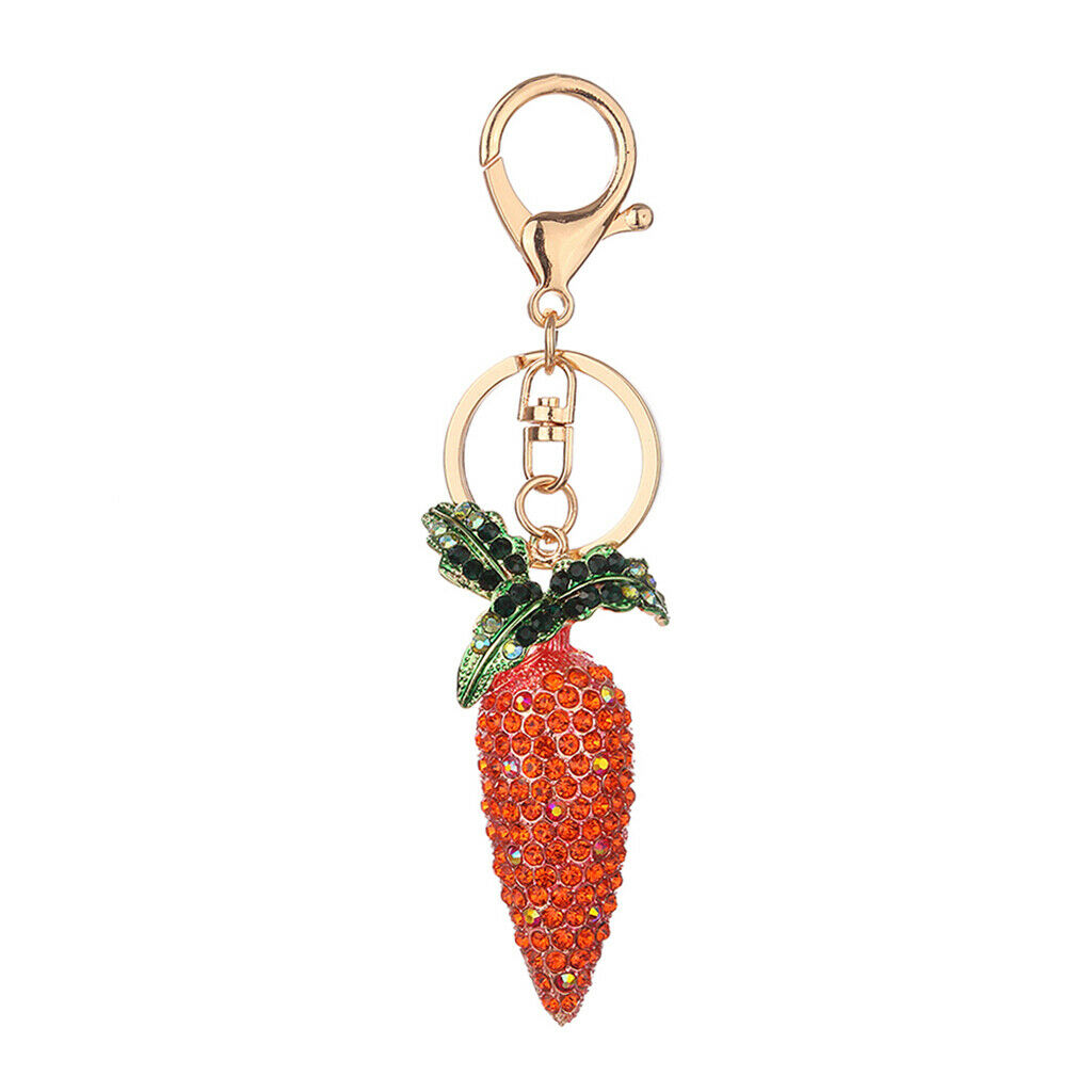Rhinestone Key Chain Car Key Ring Accessory Crystal Bag Decor Keyring Orange