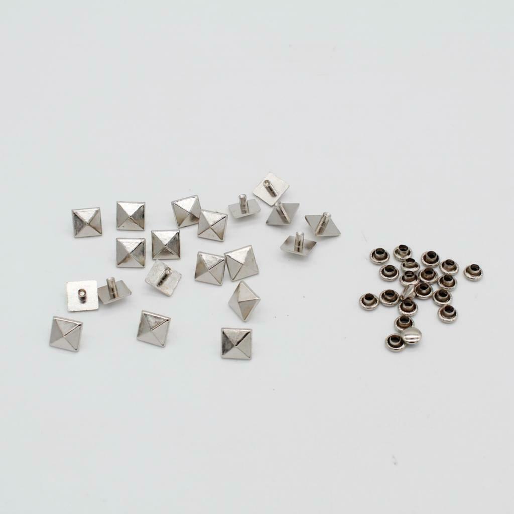 20x Square Rivets Cone Spike Studs for Clothes Belts Repair Decoration