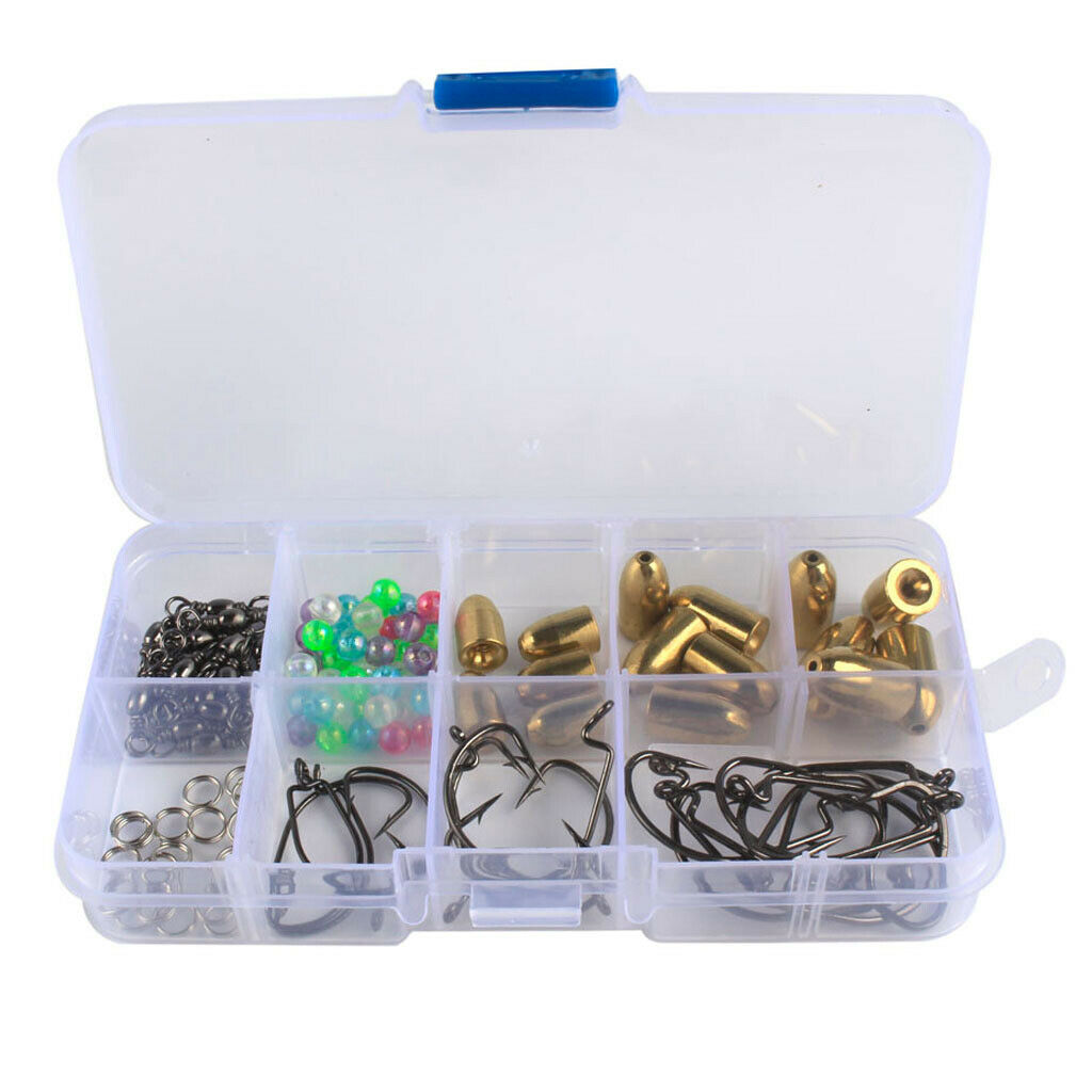 115pcs/box Carp Fishing Terminal Tackle Hooks Swivels Beads Brass Sinker Kit