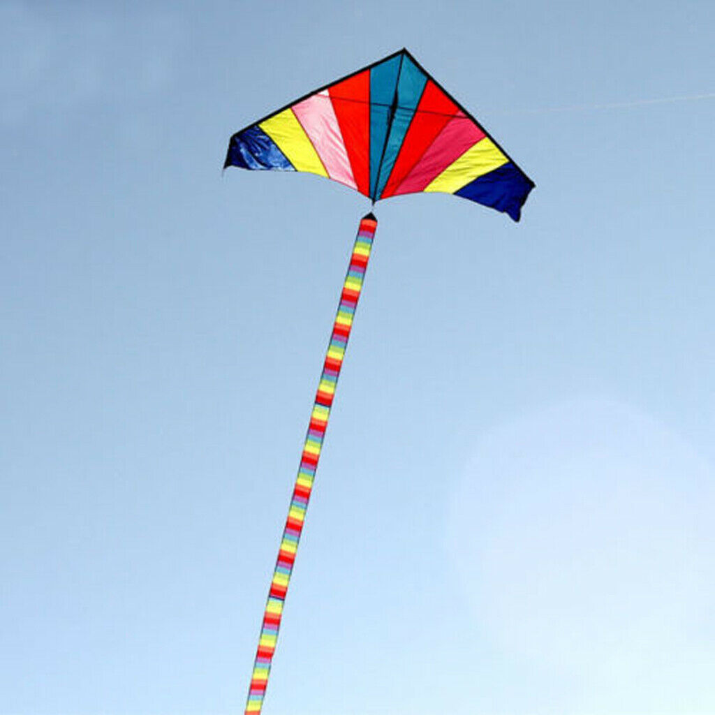 Long 33ft Rainbow Kite Tail Nylon Colourful Delta Kite Accessory Kids Toys