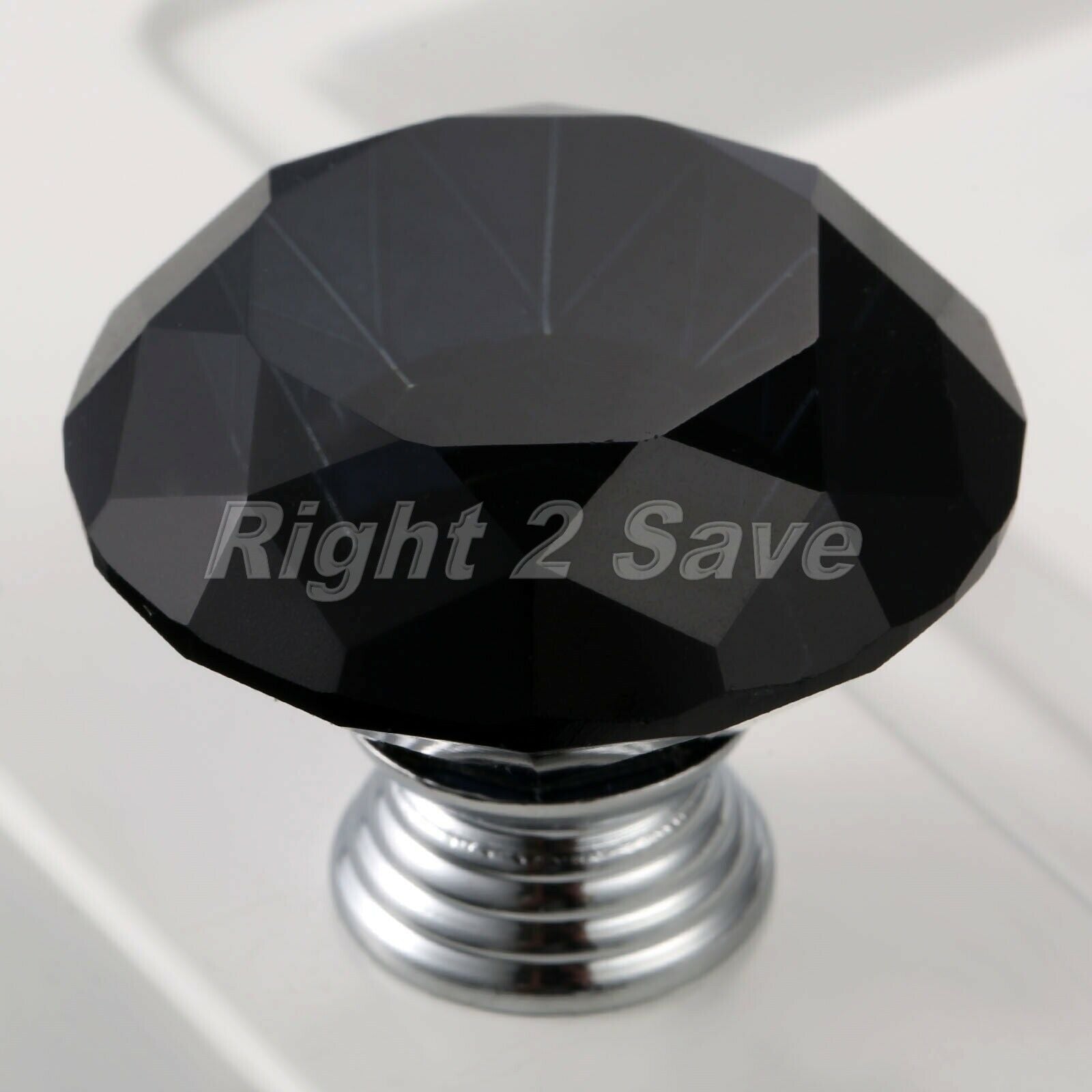 Black Crystal Glass Knobs Handle Dresser Closet Cabinet Drawer Door Pull 40mm