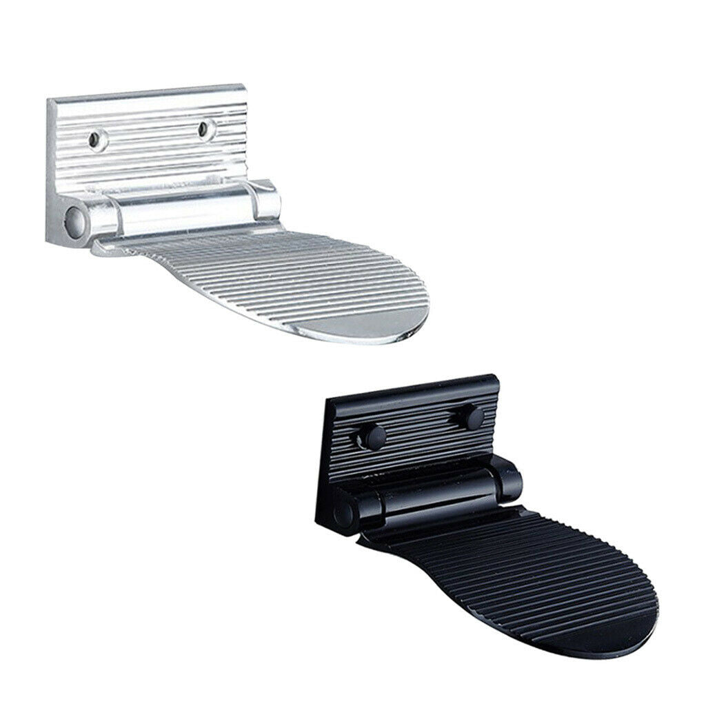 2Pcs Shower Foot Rest Aluminum Alloy Foldable Foot Rest Step for Bathroom
