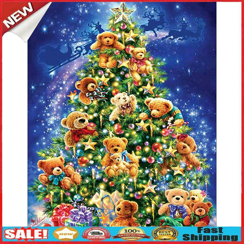 5D Full Drill Round Diamond Painting Christmas Tree Cross Stitch Home Decor @