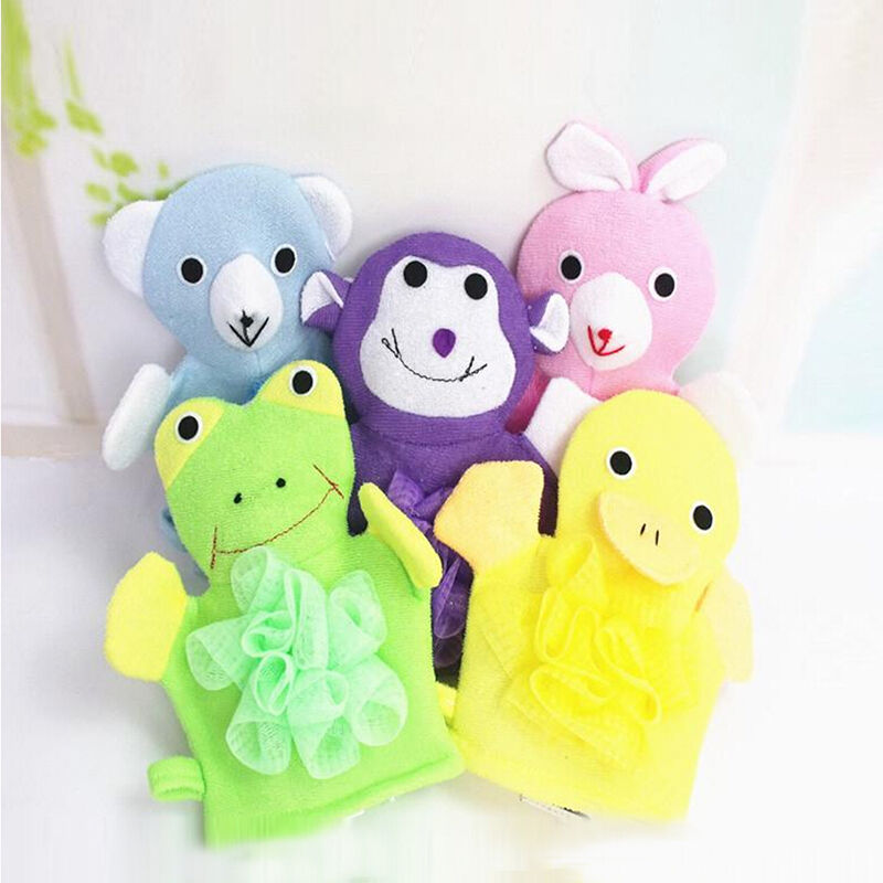 Baby Cartoon Animal Design Bath sponge Kids Shower Mitt Cute Glove   .l8