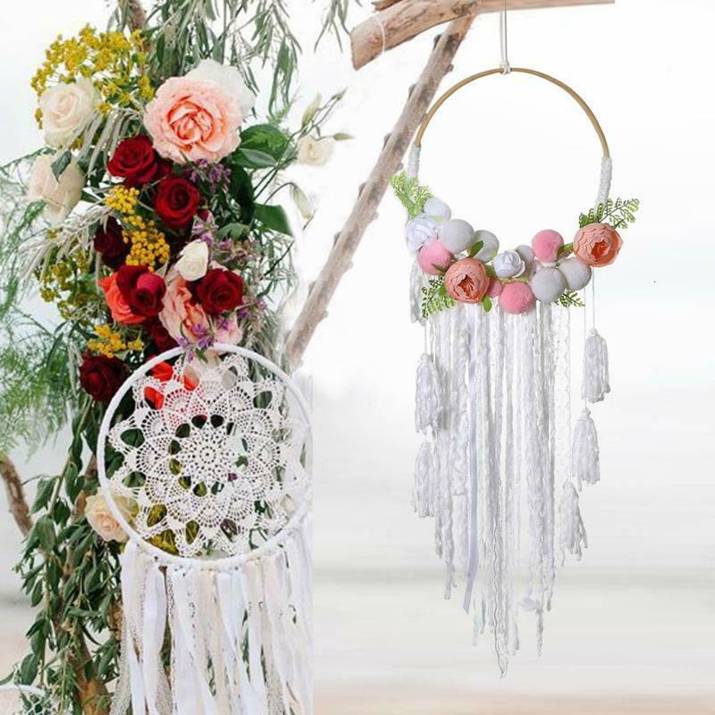 Boho Dream Catchers with Rose Flowers Handmade Dreamcatchers for Wall Hanging