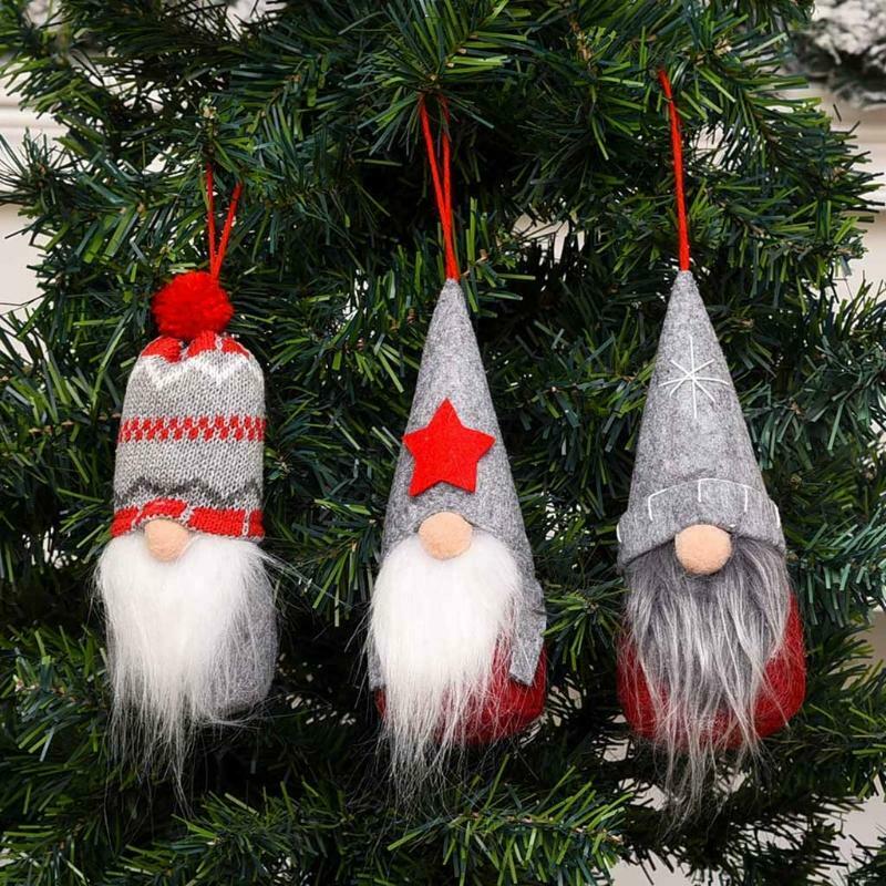 3pcs Christmas Tree Hanging Gnomes Ornaments Swedish Handmade Plush Gnomes