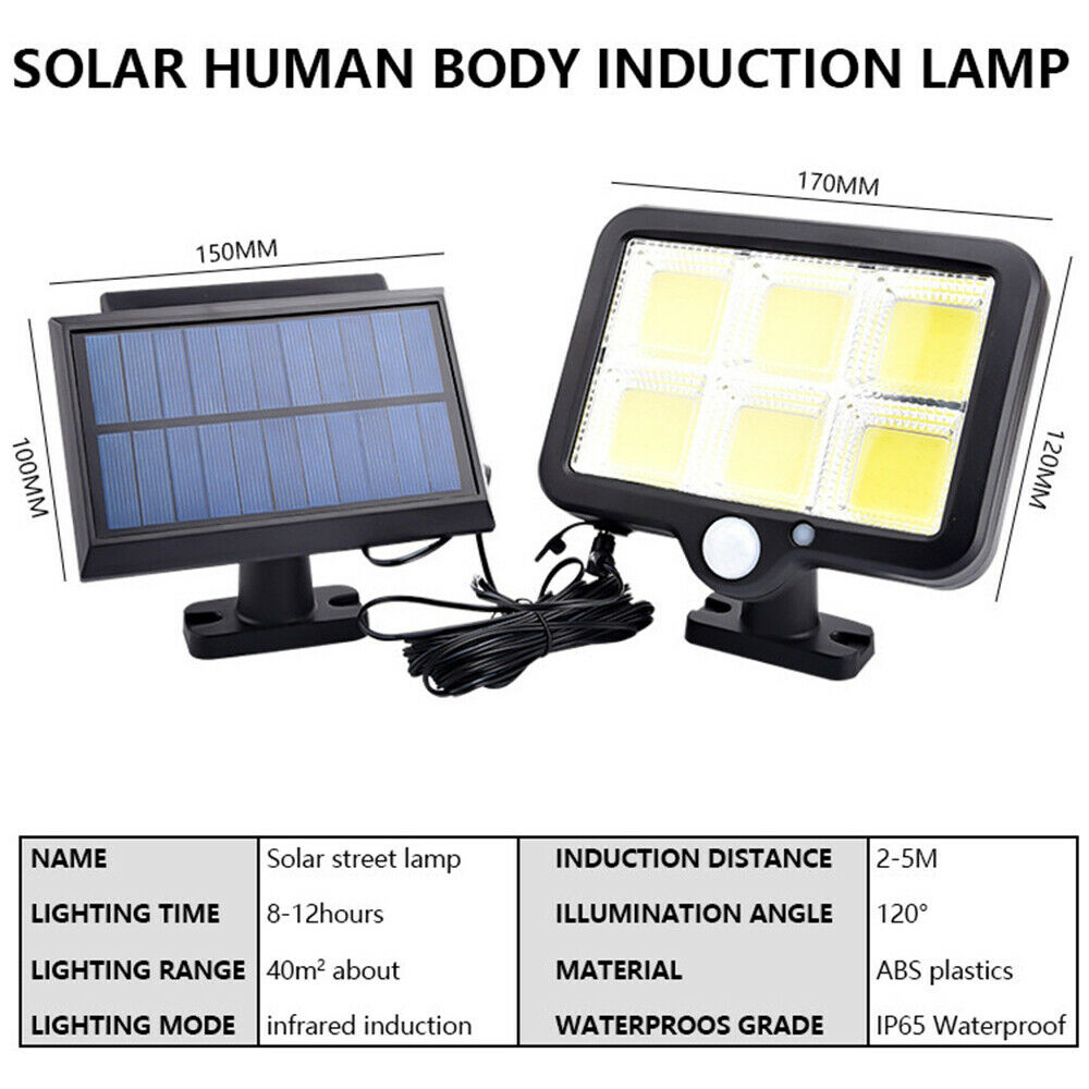 150 LED PIR Motion Sensor Wall Light Solar Powered Garden Yard Lamp Waterproof