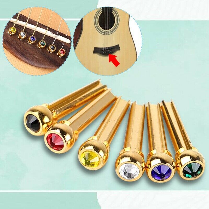 Abalone Ebony Guitar Bridge Bone Pins Set For Acoustic Guitar String Pegs x6