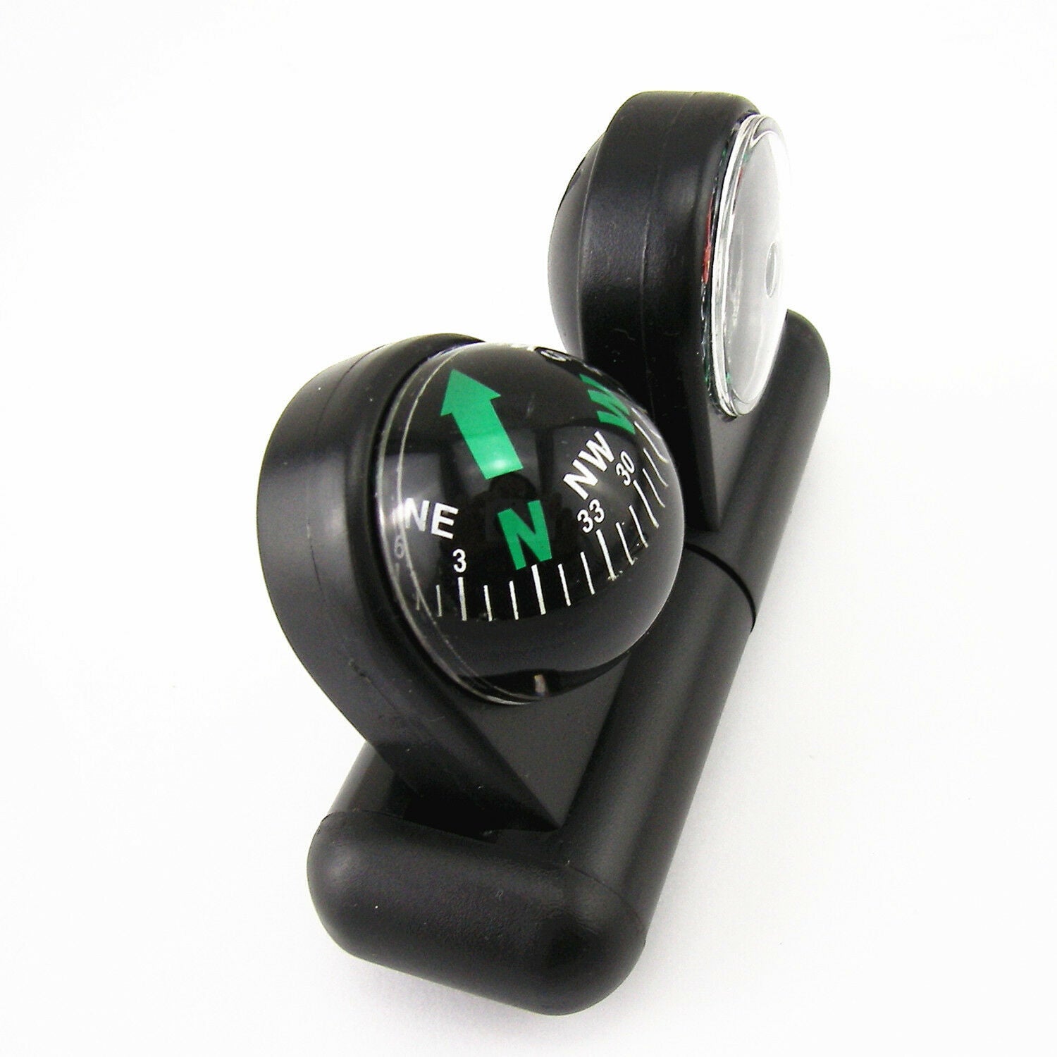 Car 2in1 Black Removable Guide Directional Ball Compass & Thermometer Adhesive