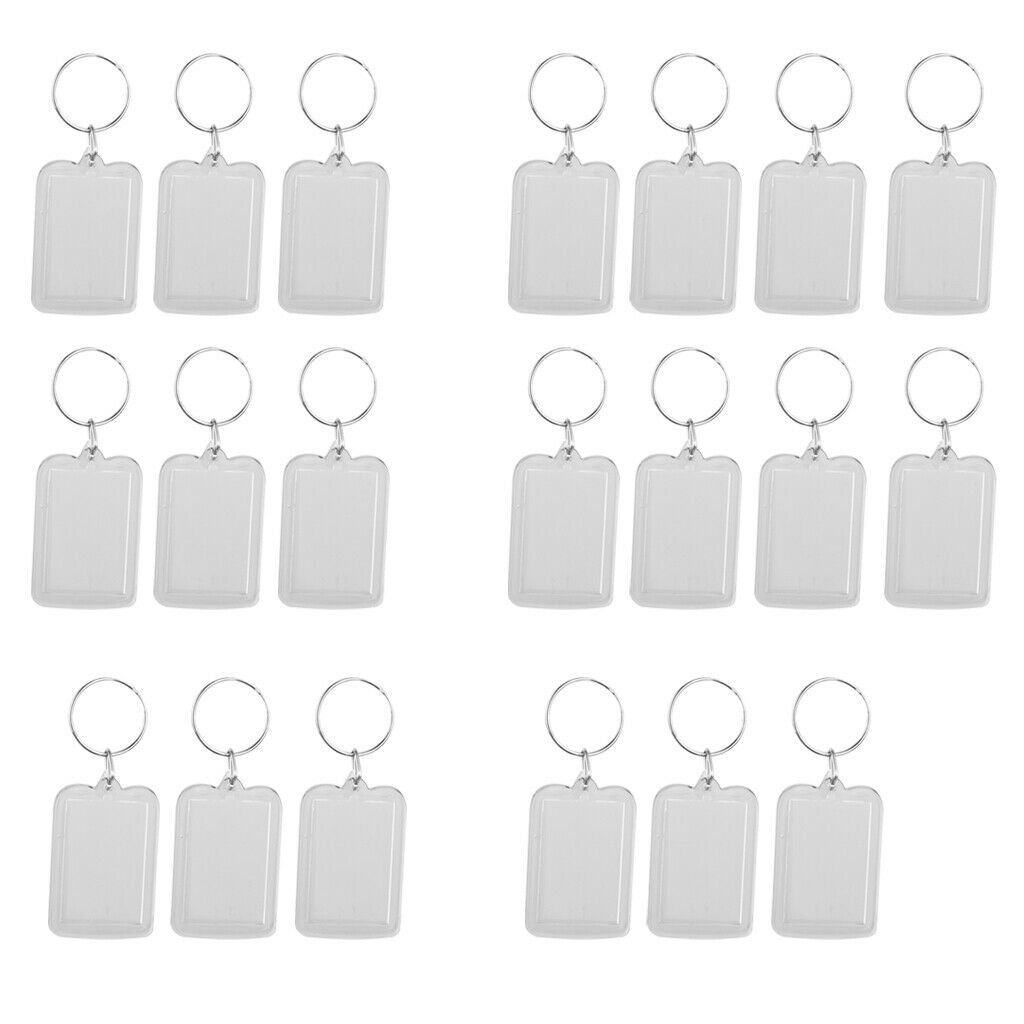 20x Women Men Acrylic Transparent Ring Keychain Artwork Photo Frame Presents