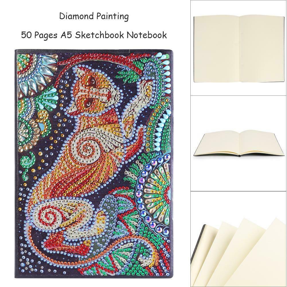 DIY Leopard Special Shaped Diamond Painting 50 Pages A5 Sketchbook Notebook @