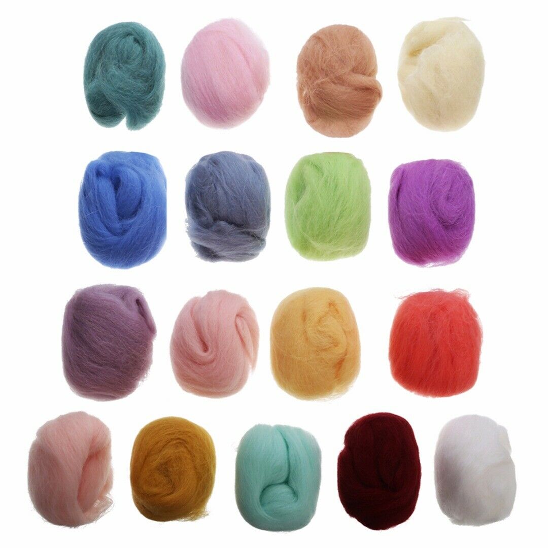 Retro Lot of 17 colors 5g Wool Fibre Roving For Needle Felting Hand Spinning