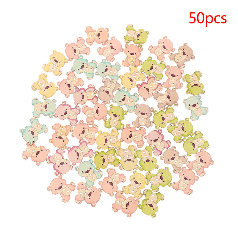 50pcs cartoon Color bear wooden buttons children education handmade stickersFCA