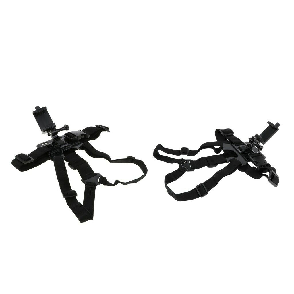 2 Pieces Chest Body Adjustable Harness Strap Holder w/ Clip for Smartphone