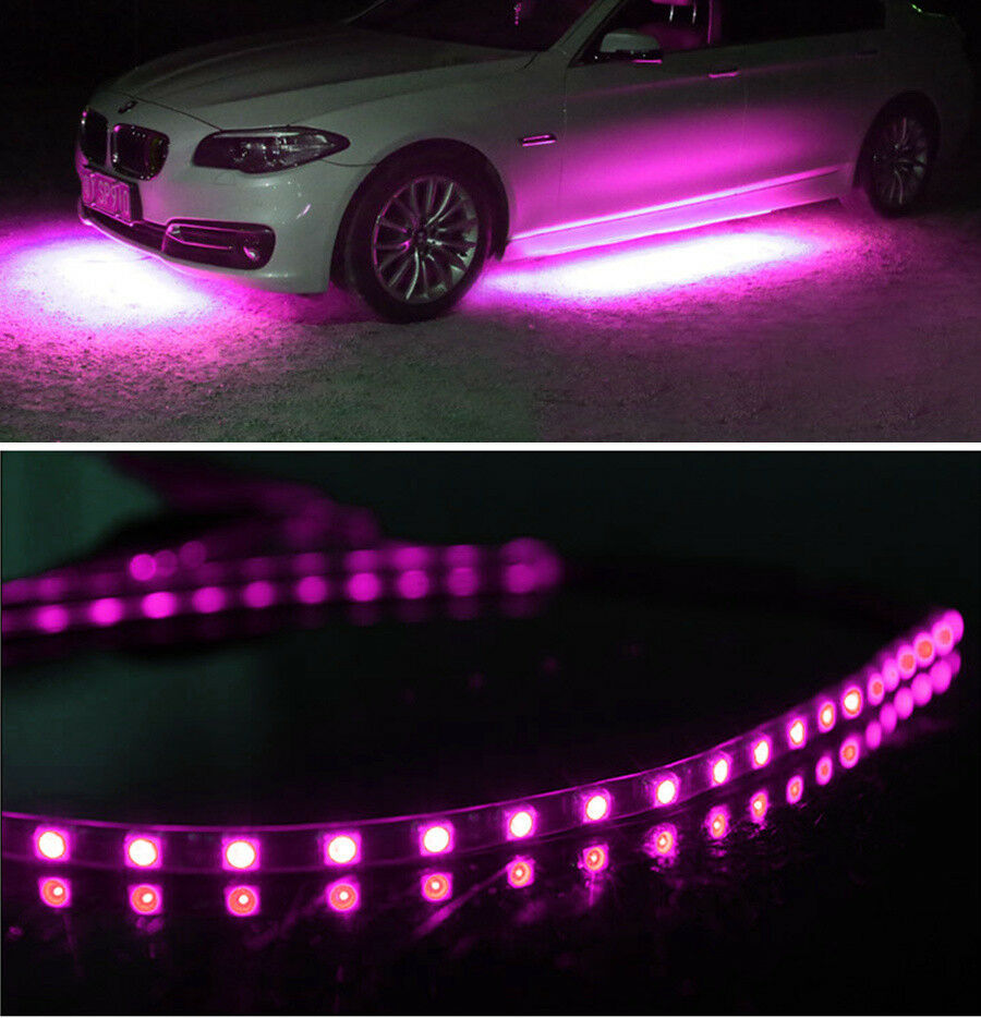 4Pcs 90cm+135cm Pink Purple LED Strips Under Car Underglow Underbody Neon Light