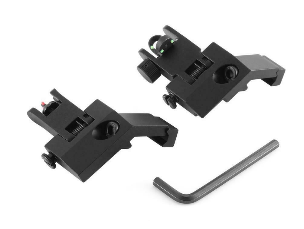 Front Rear Flip Up 45 Degree Offset Rapid Transition Backup Iron Sight-Black