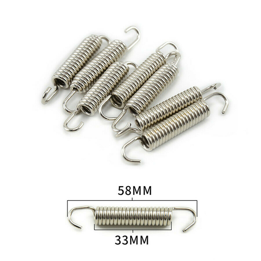 6pcs 58mm Motorcycle Exhaus Mounting Spring Hook With Fastener Stainless Steel