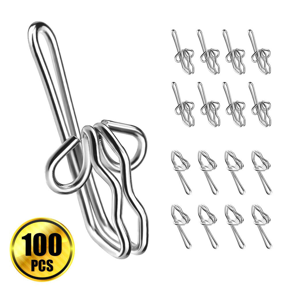 100Pcs Pinch Pleat Metal Curtain Hooks Pins-On Drapery Hooks for Window Door HN