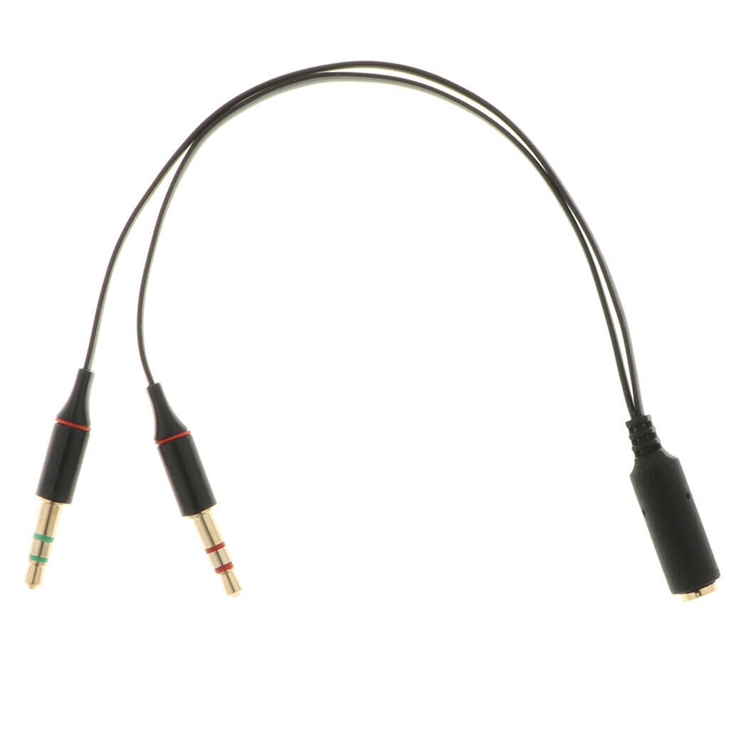 Audio Headphone Mic Splitter Cable 3.5mm Female to Dual Male For PC
