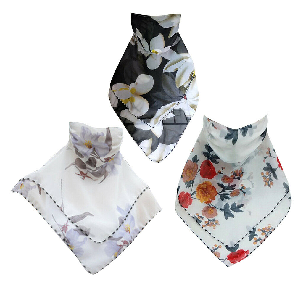 3 Pack Floral Face Scarf Outdoor Dust-proof Sun Protective Silky Scarf