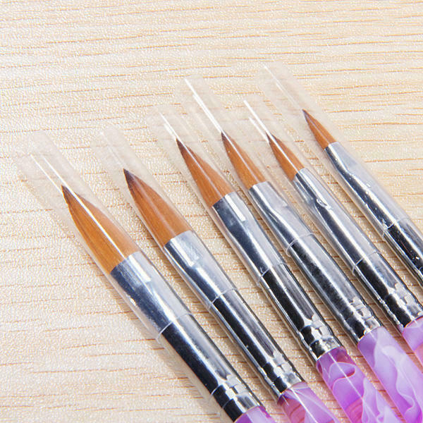6x 6 Different Size Acrylic Sable Nail Art Brush NO.2,4,6,8,10,12 Pen Set