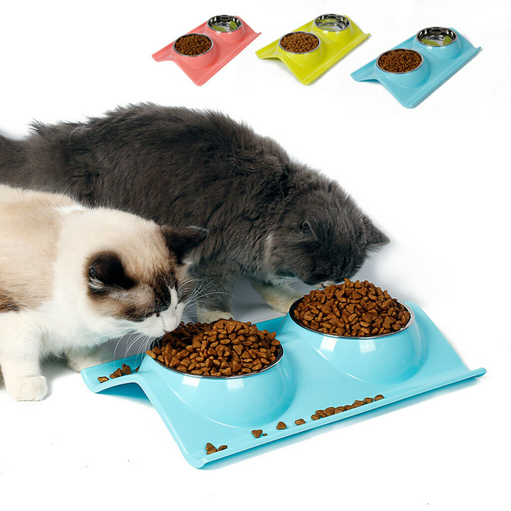 Stainless Steal Pet Food Water Dish Portable Puppy Cat Feeding Bowl Pink
