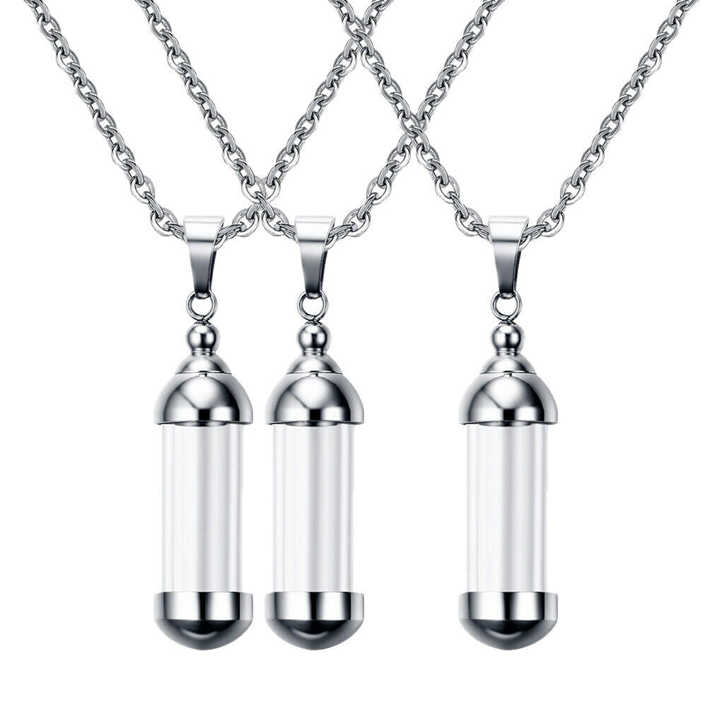 3 Pieces Steel Screw  Tube Glass Bottle Urn Vial Charm