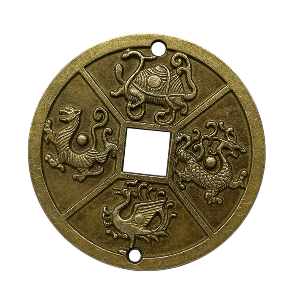 Simulation Chinese Old Copper Coin Four God Beasts Lucky Coins Amulet Charms