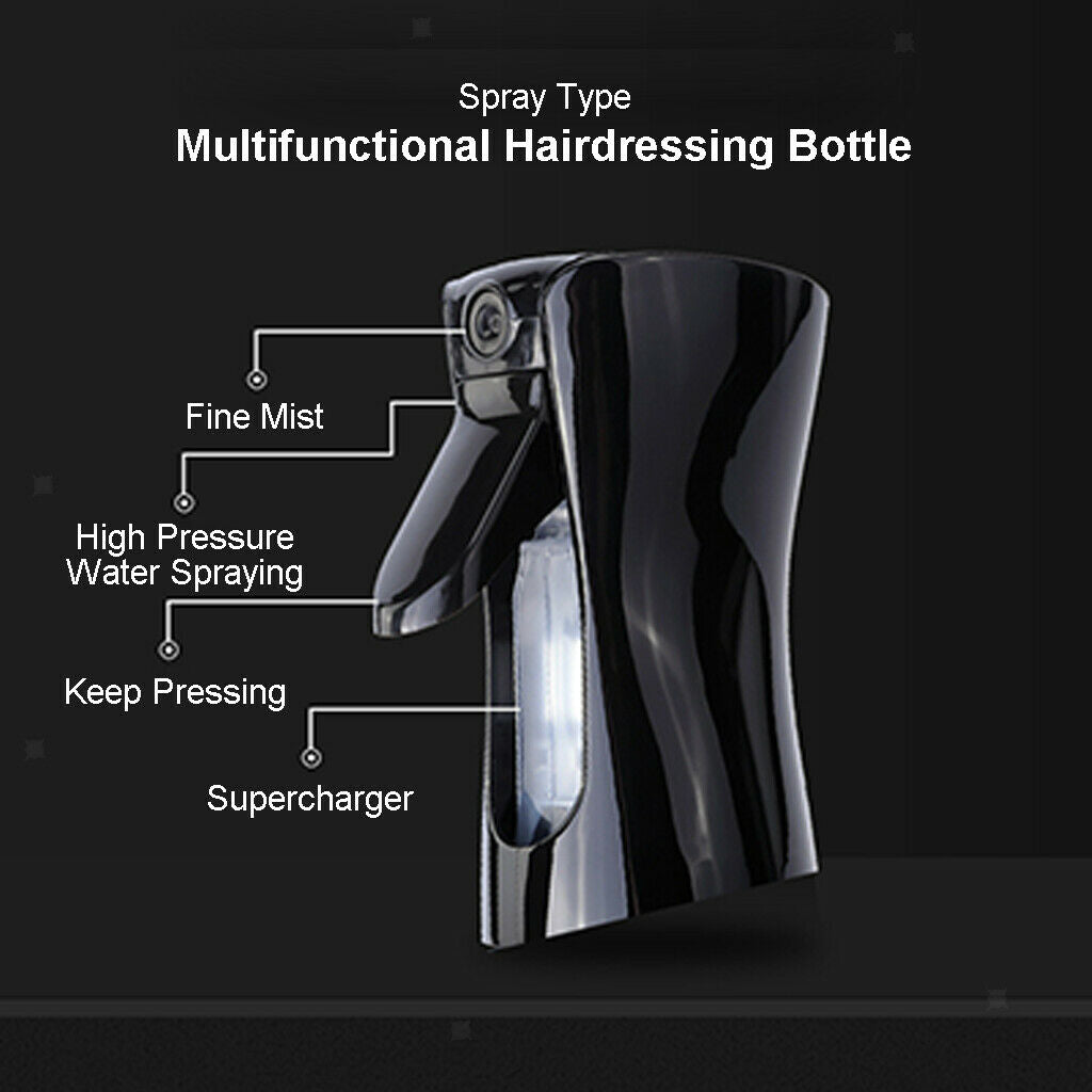 Continue Spray Bottle (500ml) for Hair Styling, Salon, Barber, Gardening Black