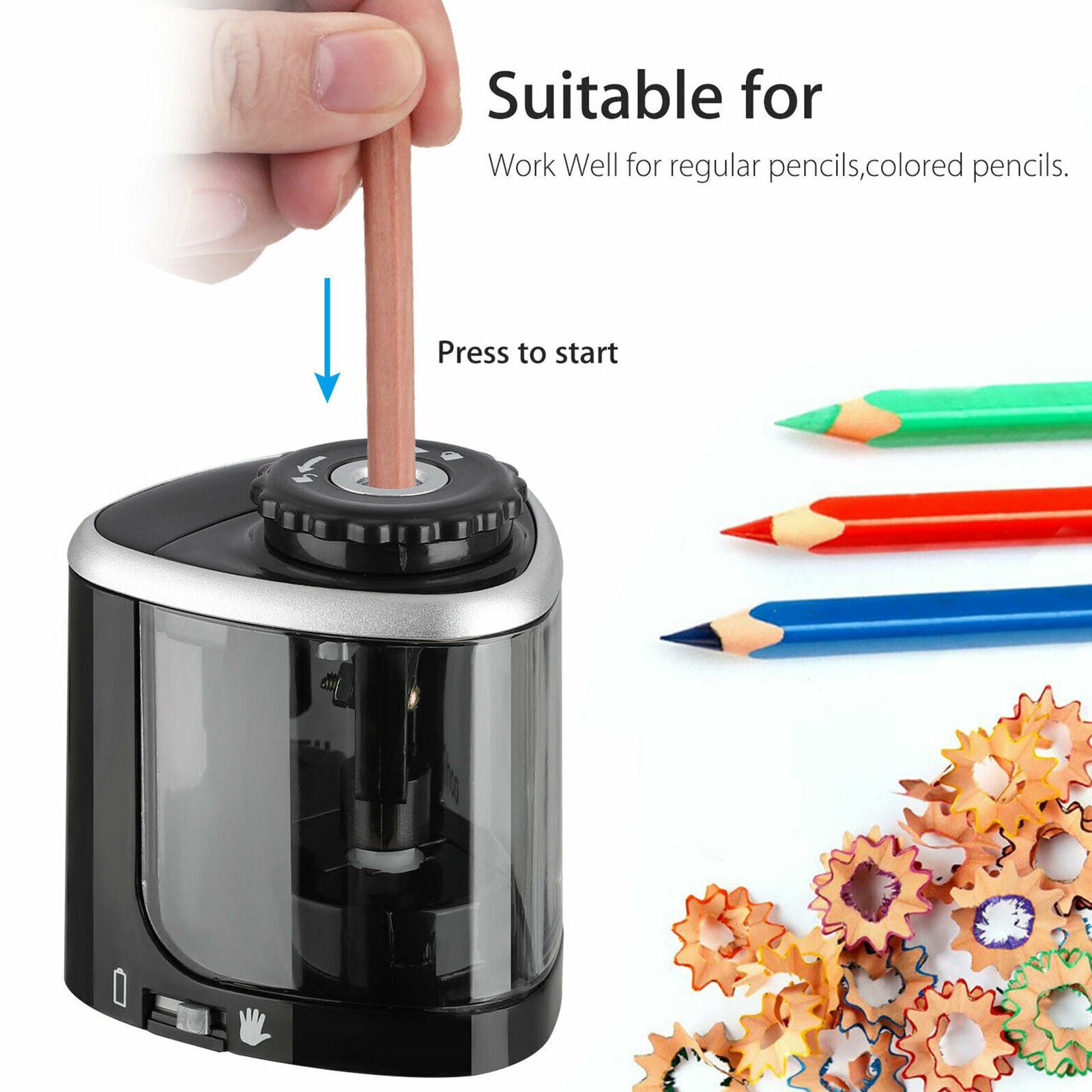 Classroom Electric Pencil Sharpener Battery Powered Auto School Office Portable