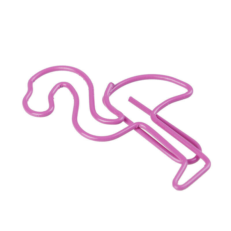 12pcs Cute Flamingo Bookmark Paper Clip Hollow Metal Binder Office Suppli.l8