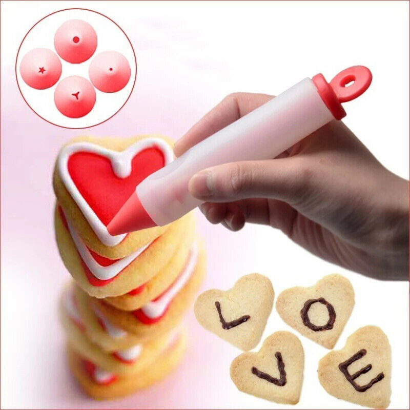 Silicone Food Writing Pen cookie Icing Piping Pastry Nozzles kitchen acce.l8