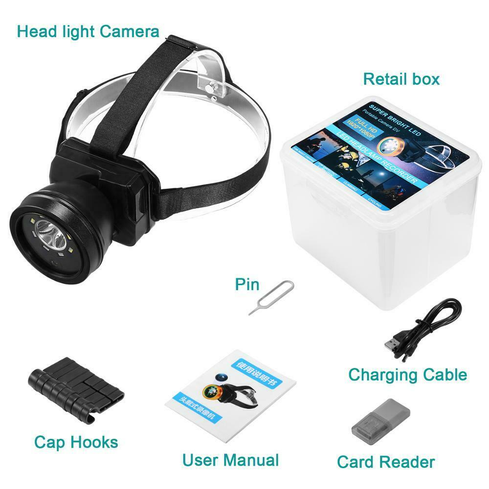 Outdoor Sports Camera with Headlamp USB charging Waterproof Head-Mounted Sports