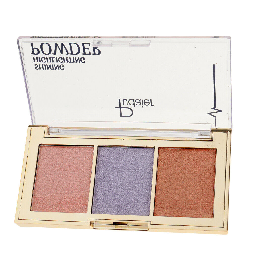 3Color Face Makeup Glow Shining Bronzer Highlighter Concealer Powder Palette 03#