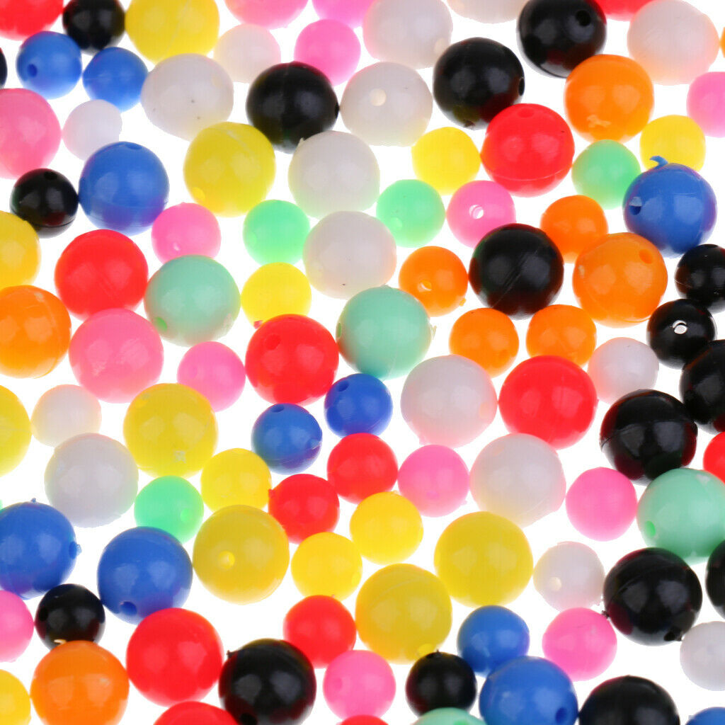 200x Multi-color Fishing Beads Lure Round Fishing Line Beads Tackle 6mm 8mm