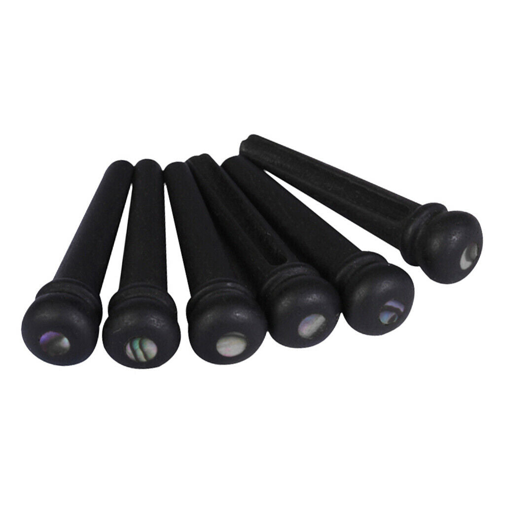 6 Pieces Guitar Bridge Pins Ebony for Acoustic Guitar Accessory Black