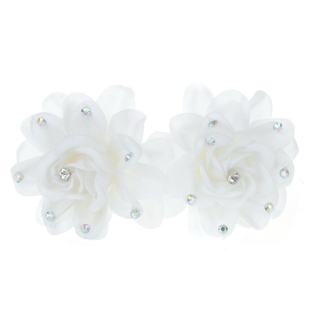 10pcs Womens Hair Clips White Flower Cloth U-shaped Hair Pin Barrette Wedding