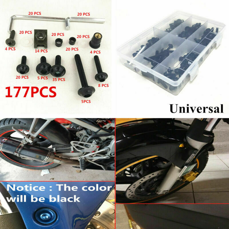 177x Motorbike Fairing Bolt Kit Body Work Screw Spire Screw Spring Nut Universal