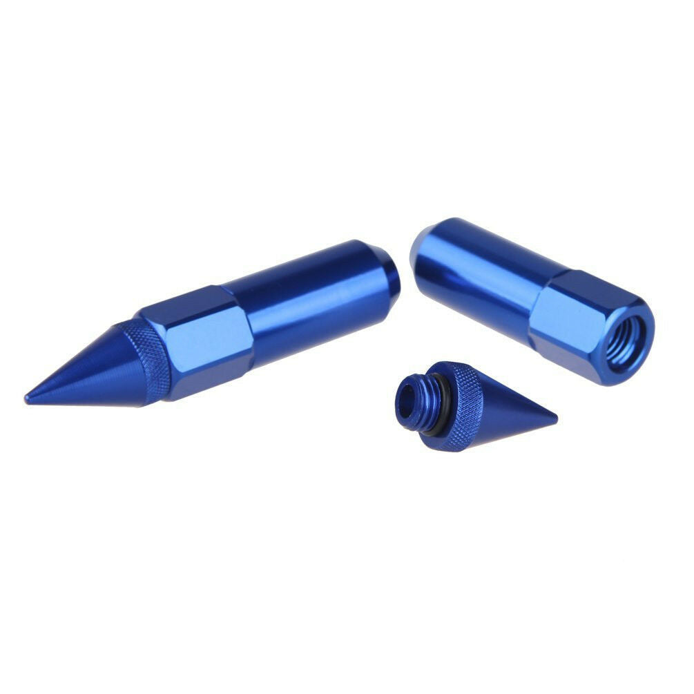20Pcs Set M12X1.5 Blue Spiked Extended 60MM Aluminum Tuner Lugs Nuts Wheels/Rims