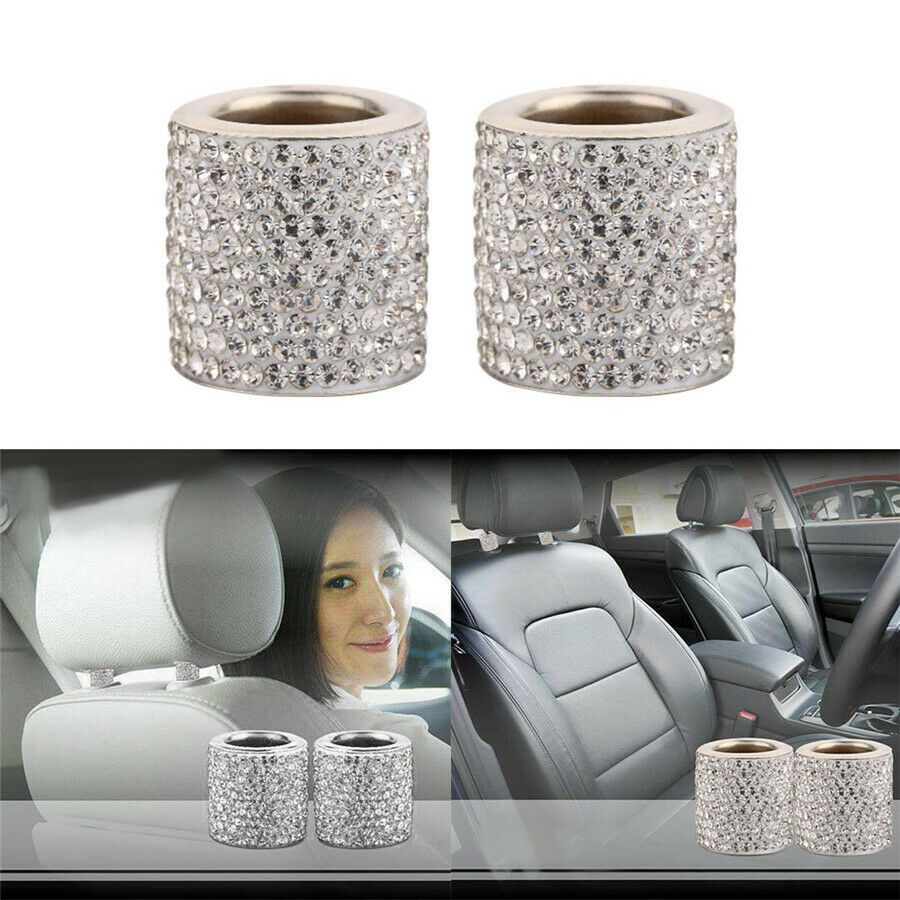 4X Car Seat Headrest Collar Decor Diamond Bling Crystal Car Interior Accessories