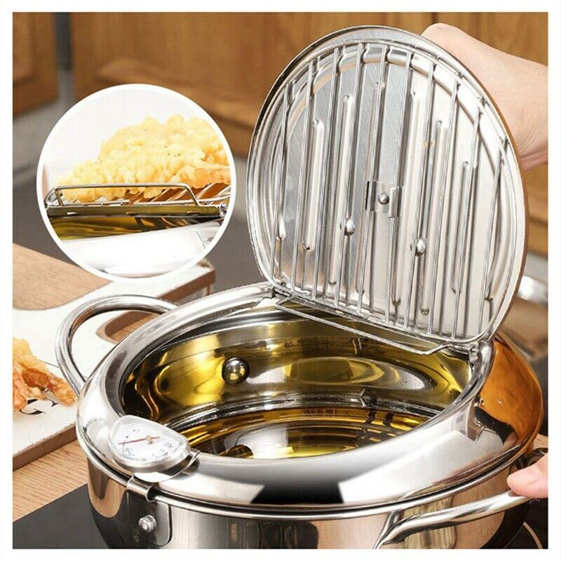 Tempura Deep Fryer, Stainless Steel Deep Frying Pan, Temperature Control ChiM2N3